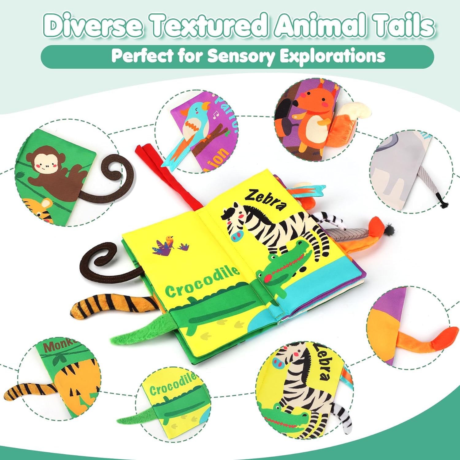 beiens Baby Books Toys, Tummy Time Touch and Feel Sensory Toys for Infant