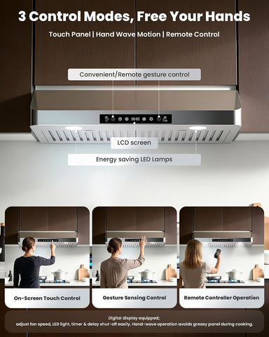 30 Inch Under Cabinet Range Hood, 500 CFM, Duct/Ductless