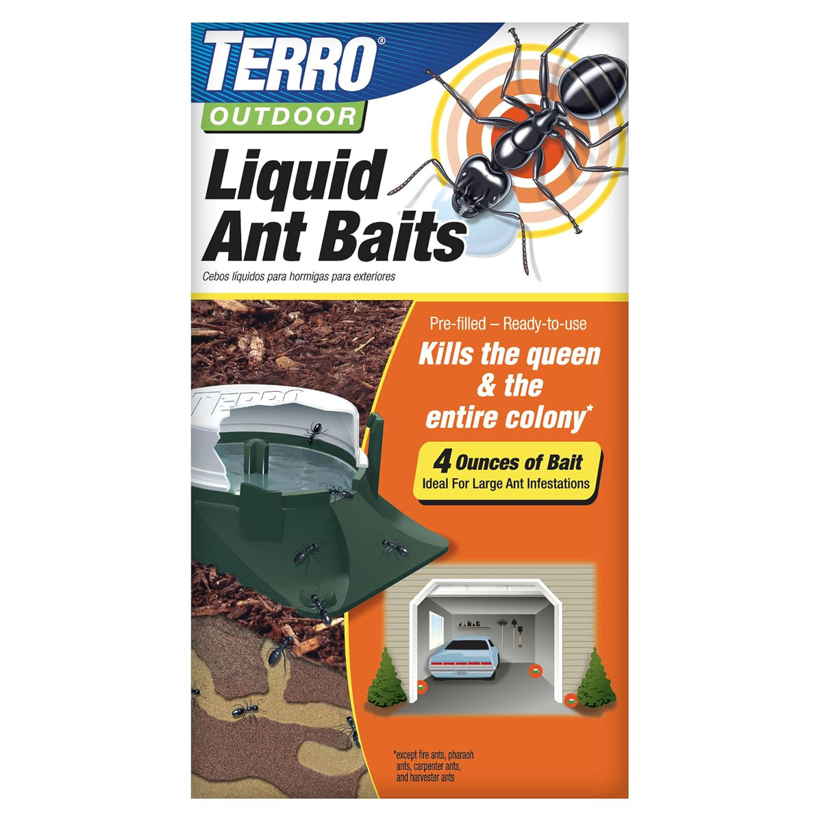 TERRO T1804-6 Outdoor Ready-to-Use Liquid Ant Bait Killer and Trap - Kills Common Household Ants - 4 Bait Stations