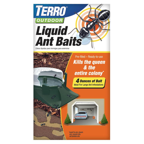 TERRO T1804-6 Outdoor Ready-to-Use Liquid Ant Bait Killer and Trap - Kills Common Household Ants - 4 Bait Stations