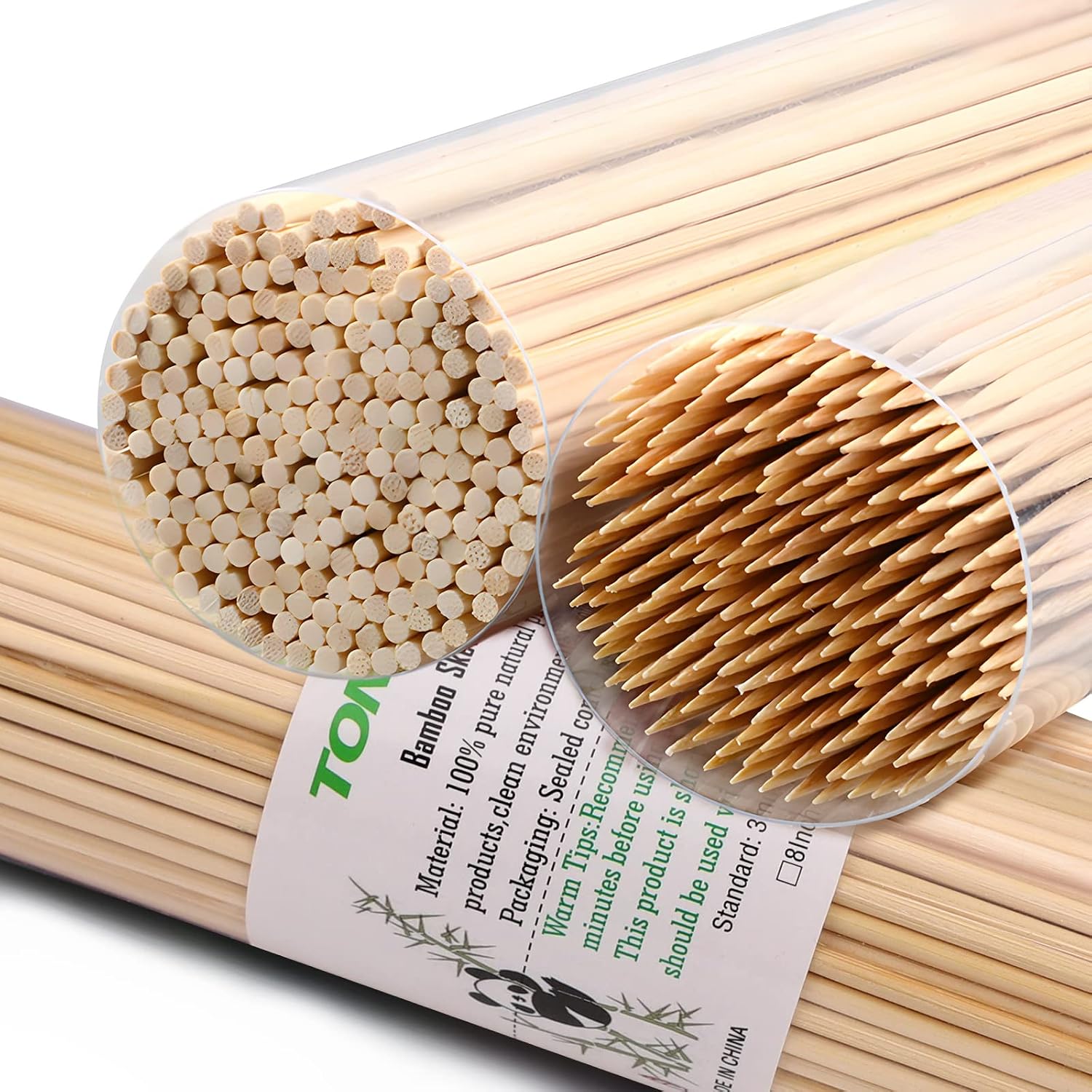 [200 PCS] 6 inch Bamboo Skewers, Premium Wooden Skewers Without Splinters, Skewers for Grilling, BBQ, Appetizer, Fruit Kabobs, Chocolate Fountain, Cocktail Toothpicks, and Food Skewer Sticks.