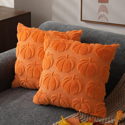 DFXSZ Fall Pillow Covers 16x16 2Pcs Orange Pumpkin Fall Decoration for Home