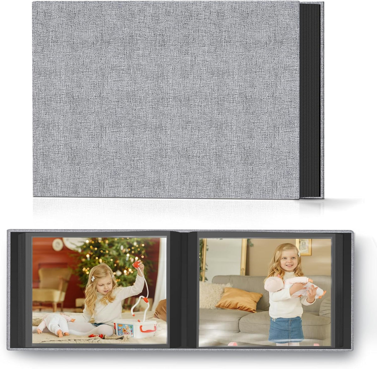 Popotop Photo Album 4x6 48 Pockets for Wedding Gifts,Linen Hardcover Picture Albums for Family Anniversary Baby Vacation Pictures