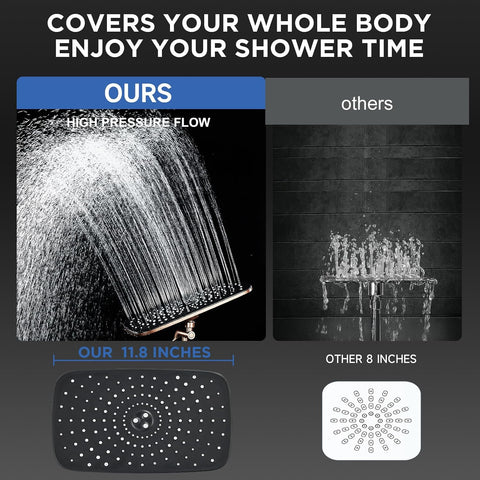 Veken Rose Gold 11.8" High Pressure Shower Head with Handheld, Easy Install