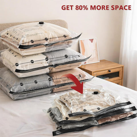 Travel Vacuum Bags for Clothing with Cordless Pump 30 Combo, Clear