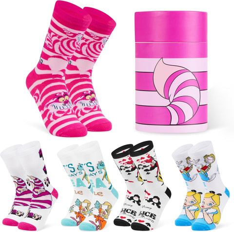 Disney Socks 5 or 6 Pack, US Size 4‑9, Soft and Breathable Novelty Socks Gifts for Women, Wife, Girlfriend