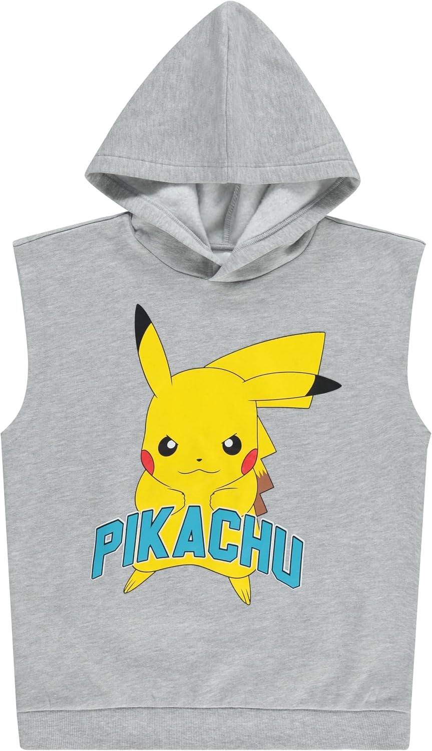 Pokemon Boys Pikachu Fleece Hooded Muscle Tank and Sweat Shorts Set 4-20