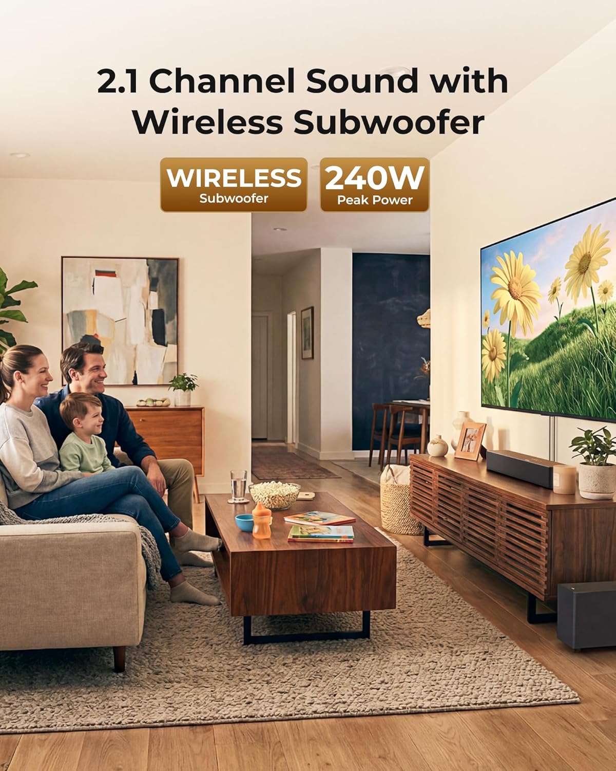ULTIMEA Sound Bar with Wireless Subwoofer, App Control, for Home Theater