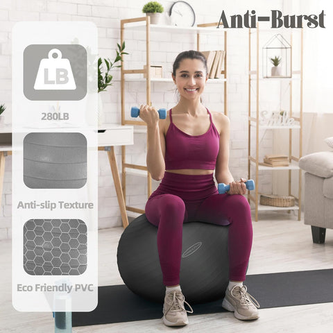 Fitvids Anti-Burst and Slip Resistant Exercise Ball Yoga Ball Fitness Ball Birthing Ball with Quick Pump