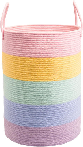 XUANGUO Rope Laundry Basket Hamper for Kids Girl Large, rainbow