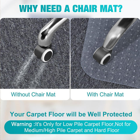 BesWin Office Chair Mat for Low Pile Carpet, 46'' x 96''