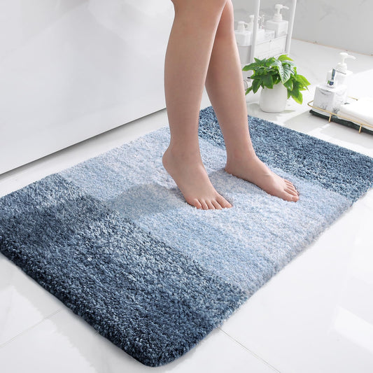 OLANLY Bathroom Rug Mat 36x24, Extra Soft and Absorbent Microfiber Bath Rugs, Non-Slip Plush Shaggy Bath Carpet, Machine Wash Dry, Bath Mats for Bathroom Floor, Tub and Shower, Navy Blue