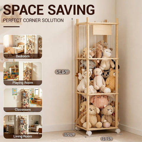 KiddoCood Kids Large Stuffed Animal Storage & Plush Toy Organizer, 54.5" H