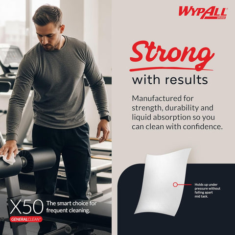 WypAll GeneralClean X50 Cleaning Cloths, 10 x 168 Towels (83550)