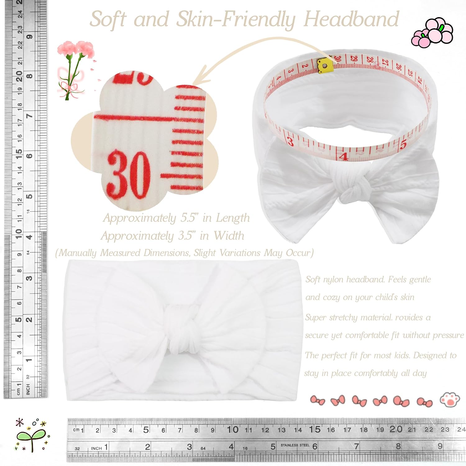 CÉLLOT 10Pcs Super Stretchy Soft Knot Headbands Baby Bows Hair Accessories