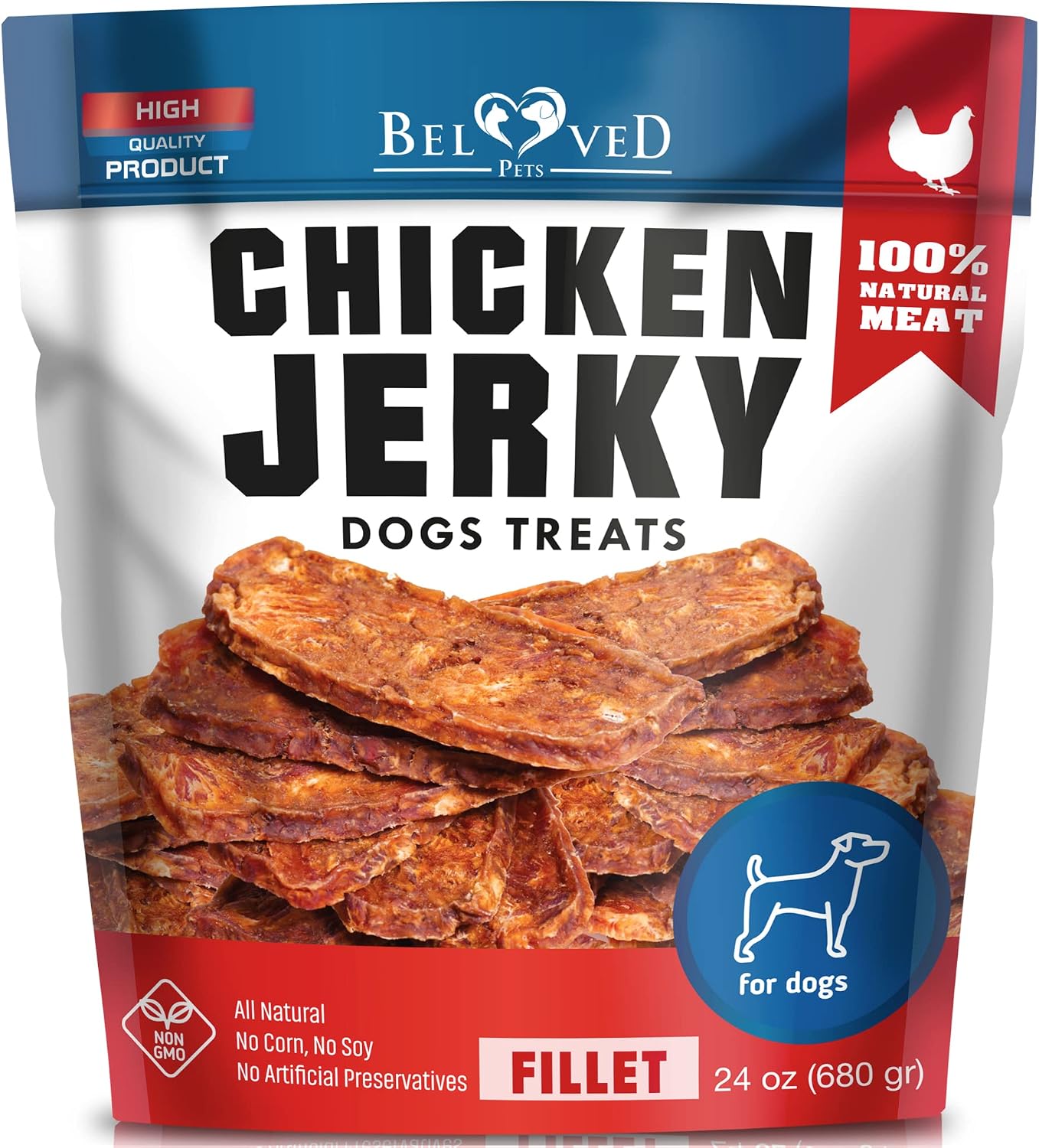 Dog Treats Chicken Jerky 1.5 lb – Dog Food & High Protein Chews for Large, Medium & Small Breeds - Natural Healthy Training Snacks – Human Grade – Grain Free, Rawhide Free – Puppy & Senior Bulk Pack