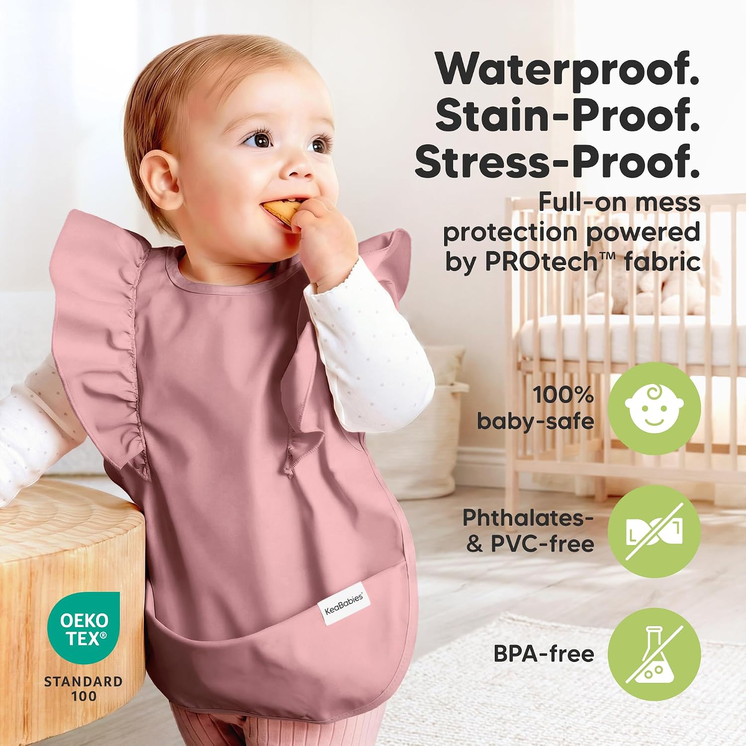 KeaBabies Waterproof Bibs for Baby Girl,Boy, 2-pk Lightweight (Dusk)