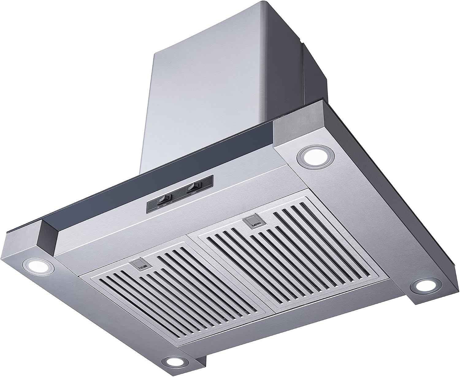 Winflo 30 In. Convertible Stainless Steel Glass Island Range Hood with Stainless Steel Baffle Filters
