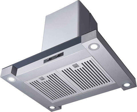 Winflo 30 In. Convertible Stainless Steel Glass Island Range Hood with Stainless Steel Baffle Filters