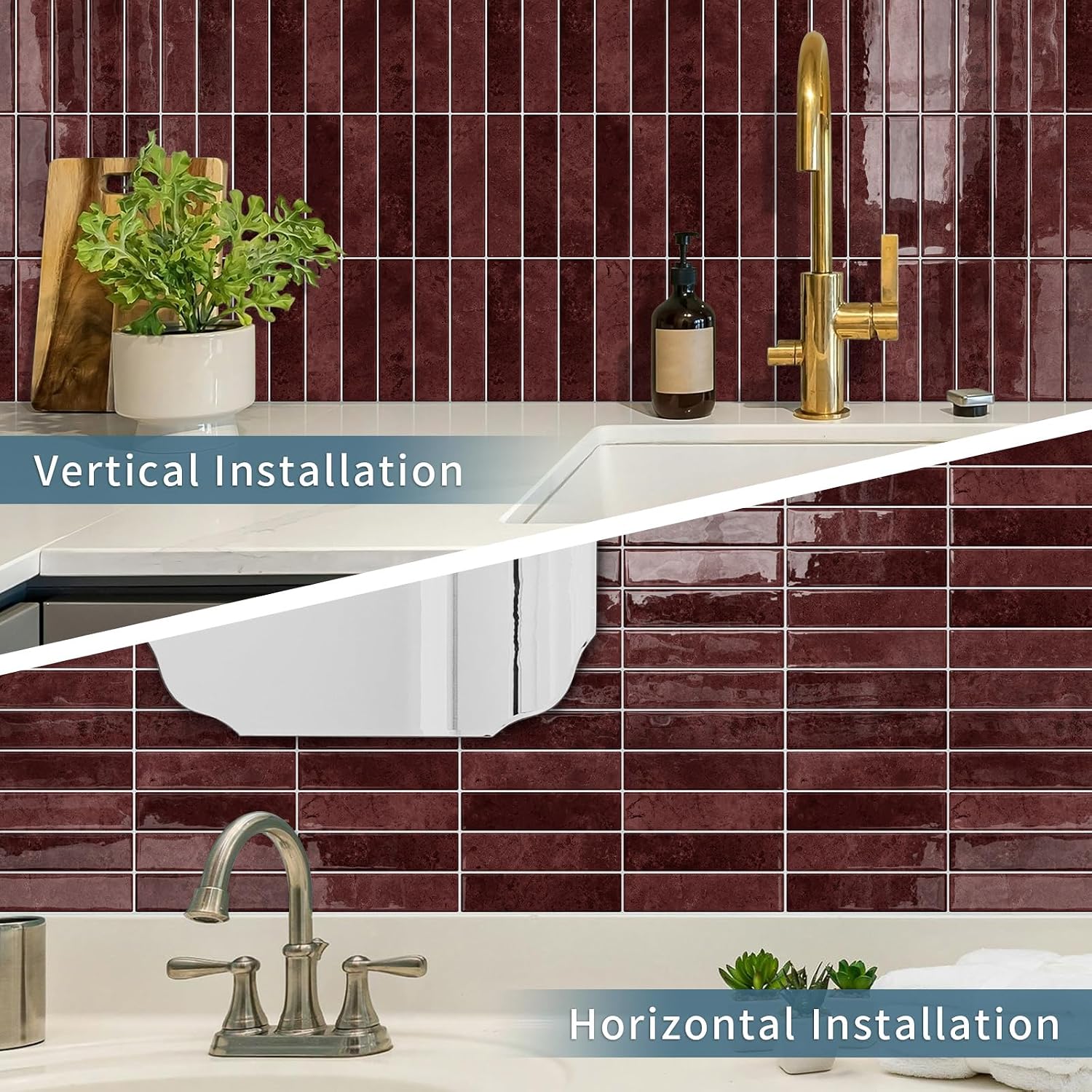10 Sheets Upgraded Thicker Design Subway Tile Peel and Stick Backsplash