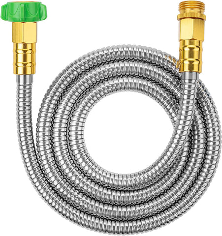 UNCO- Stainless Steel Metal Hose, 6 Feet, No Kink, Short Garden Hose Metal