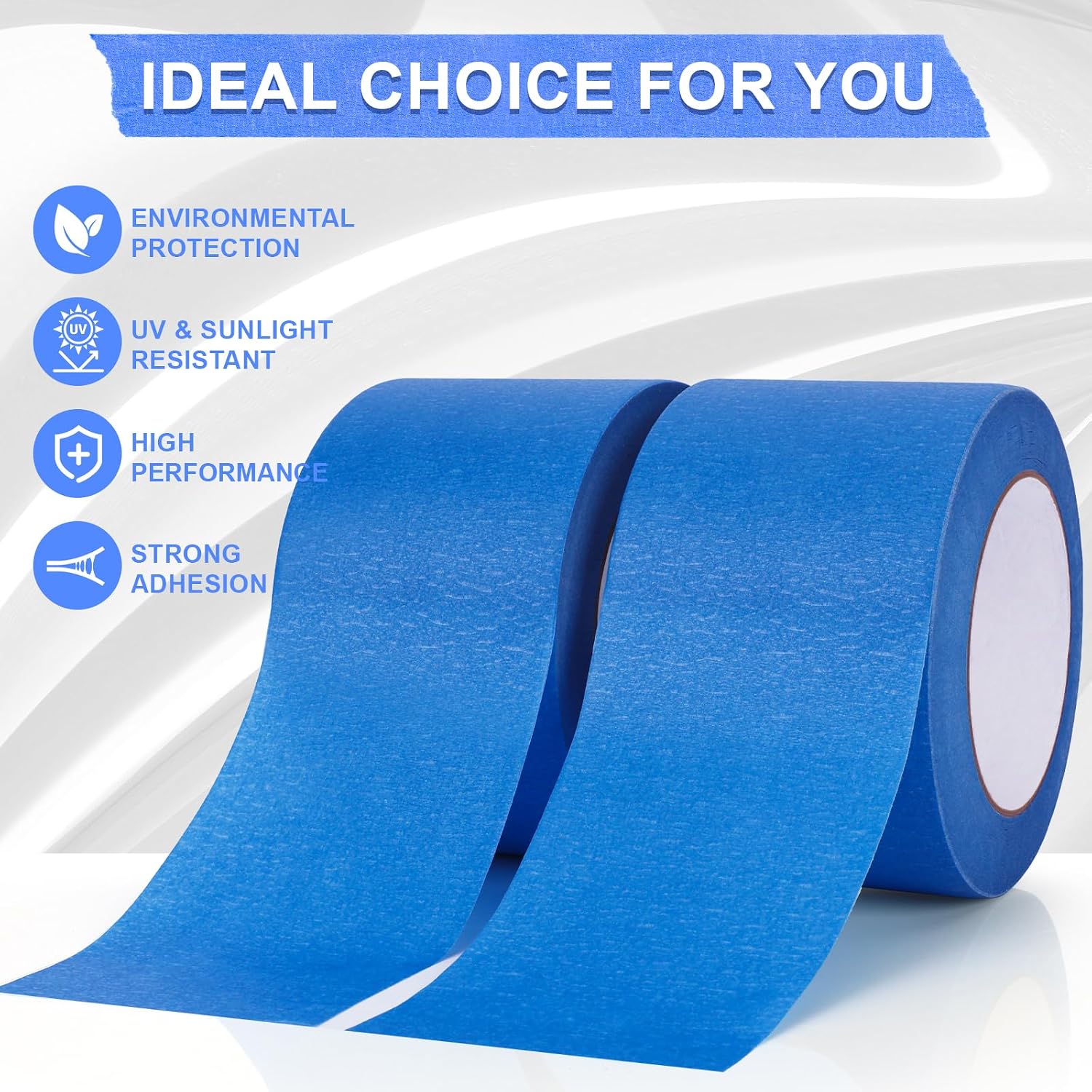 Painters Tape 3 Inch Wide, 3 Rolls Blue Painters Tape for Painting 55 Yards
