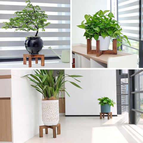 Vigordream Plant Stand, Indoor/Outdoor Wood Plant Holder, Flower Pot Stand