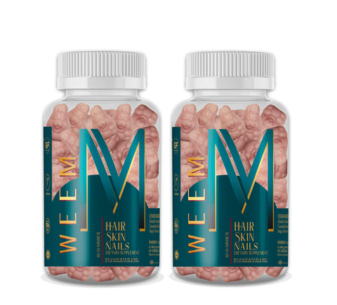 WEEM Hair Skin and Nails Gummies - Supports Healthy Hair - Vegan biotin Vitamins for Women & Men Supports Faster Hair Growth, Stronger Nails, Healthy Skin, Extra Strength (2)