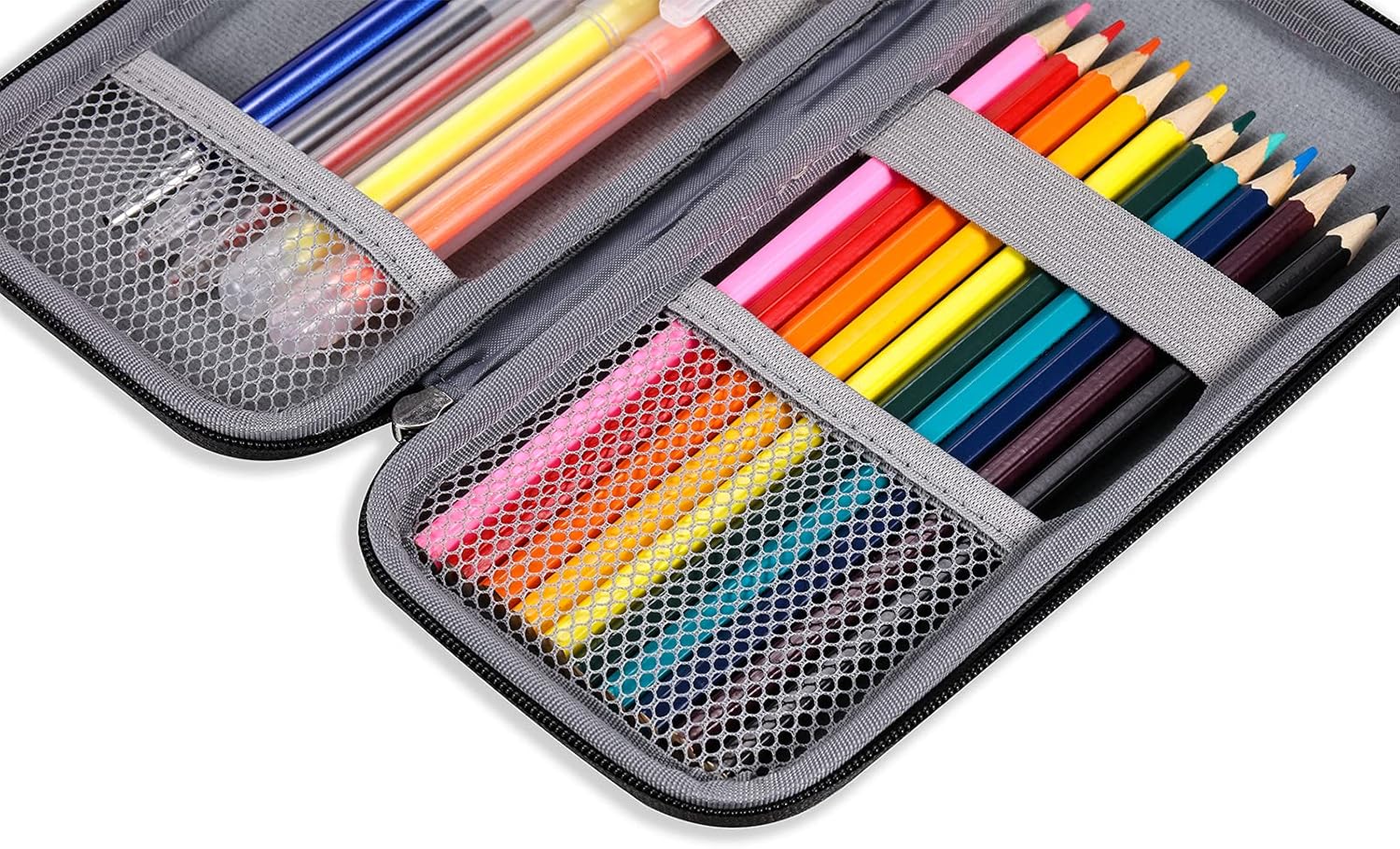 Upgraded Hard Pencil Case Box for Adults,Durable Pen Carrying Case with Zipper-Gray