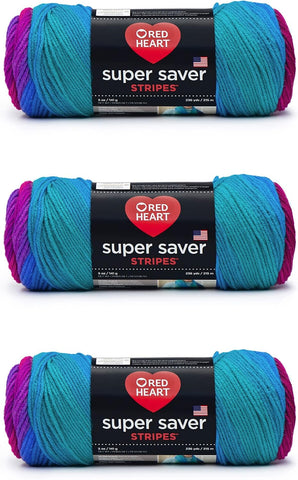 RED HEART Super Saver 3-Pack yarn, POLO STRIPE 3 Pack
