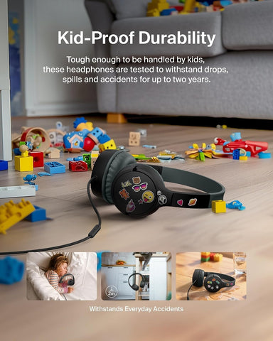 Belkin SoundForm Mini Wired Kids Headphones, On Ear, USB C to 3.5mm Adapter