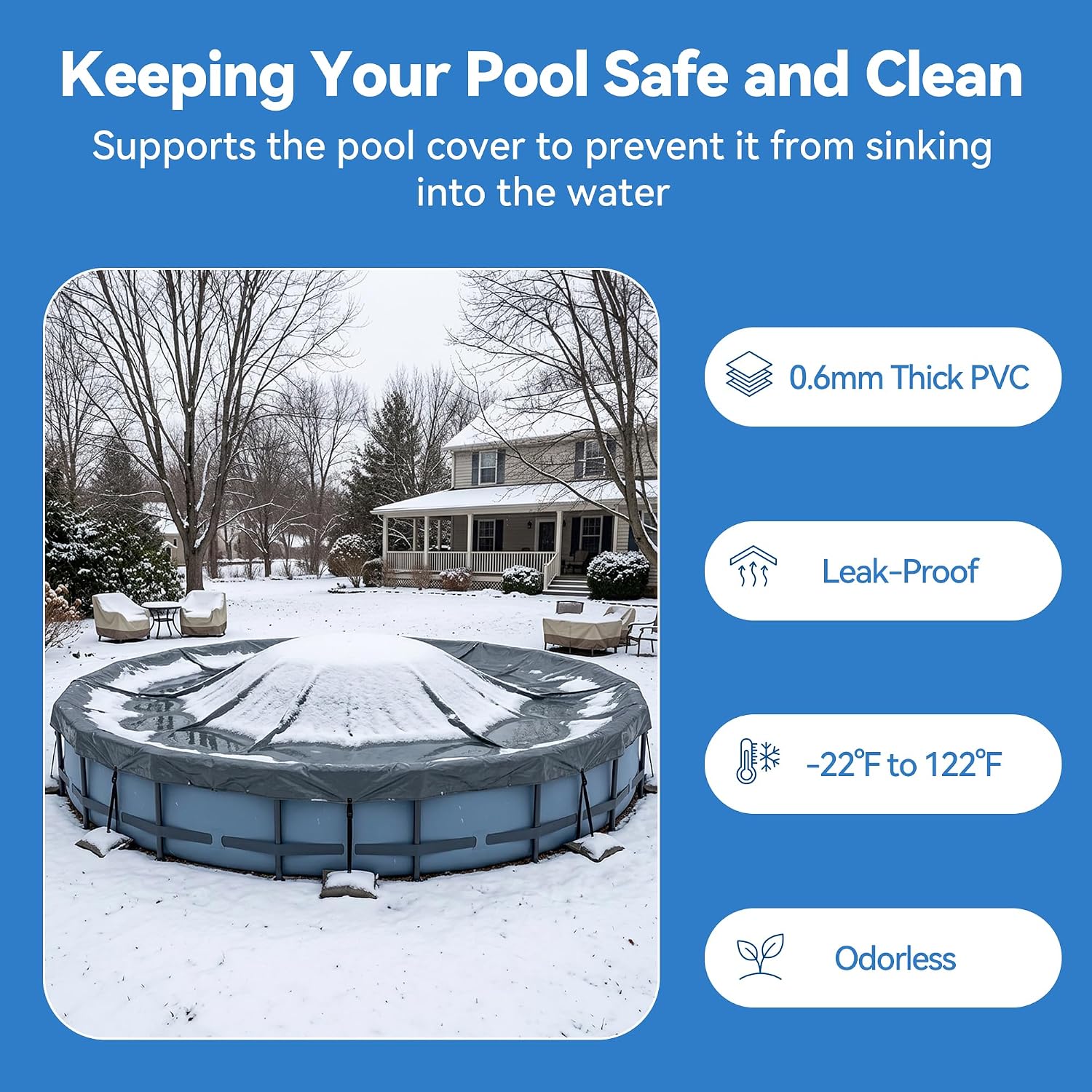 6FT Winter Pool Pillow for Above Ground Pools, 0.6mm Heavy Duty PVC
