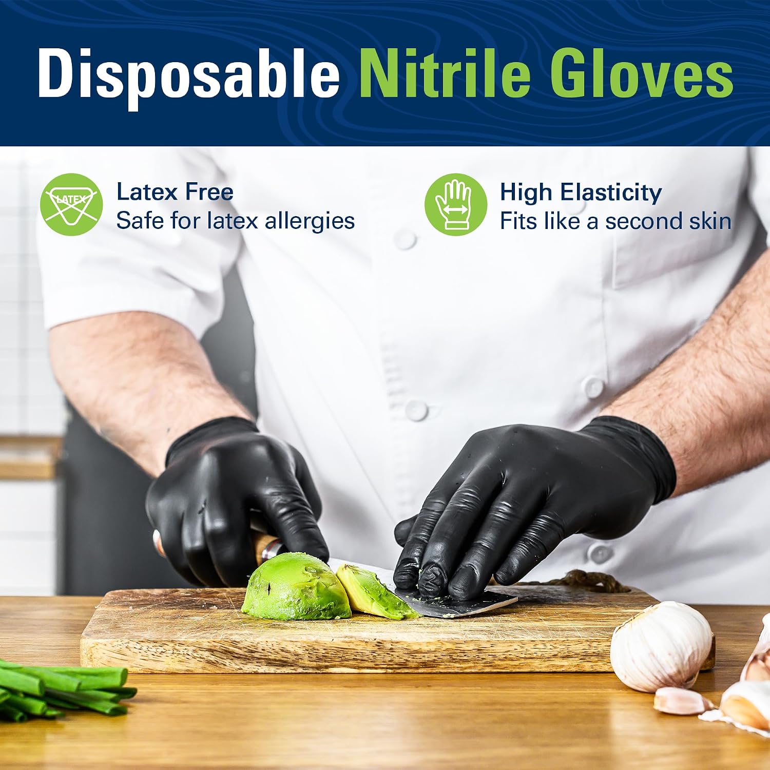 SWIFTLITE Black Nitrile Gloves Disposable Latex Free, Food Safe