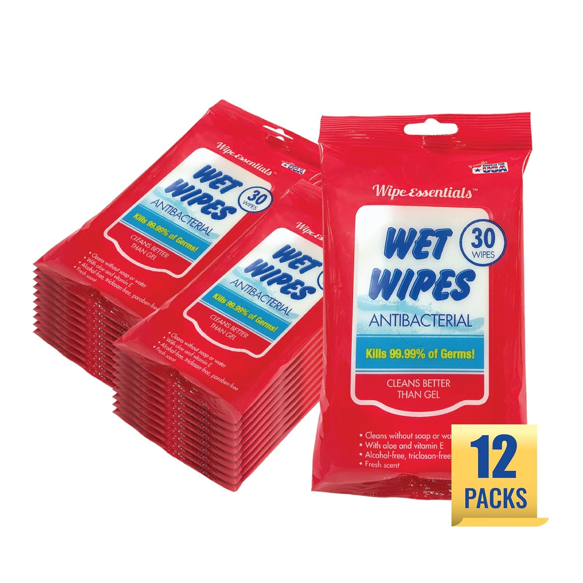 WipeEssentials Hand Sanitizer Wipes for Adults & Kids - 360 Count, 12 Packs