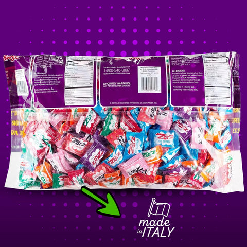 ZOTZ Fizzy Sour Candy Bulk - Retro Italian Hard Candy Individually Wrapped - Classic Nostalgic 7 Assorted Flavors Cherry, Watermelon, Strawberry, Blue Raspberry, Apple, Orange & Grape - 425 Pieces Bag for Party Favors, Goodie Bags, Piñata & Candy Buffet