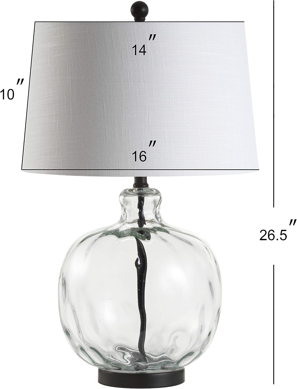 JONATHAN Y Rae Bedside Table Lamp 26.5" Clear Glass and Black Metal