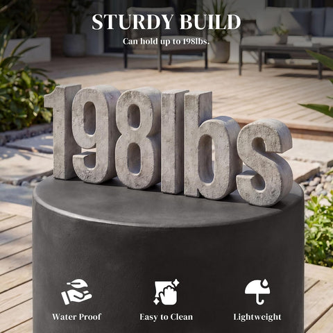 HOMCOM Outdoor Side Table Round Small End Table Concrete Finish Dark Gray