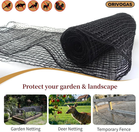 Deer Fence Netting,Plastic Mesh Fence 6.5x50ft,Reinforced Edges 55gsm Heavy Duty Animal Barrier,Ideal for Garden Netting,Against Bird,Temporary Fence,Fruit Plant Protection,Black