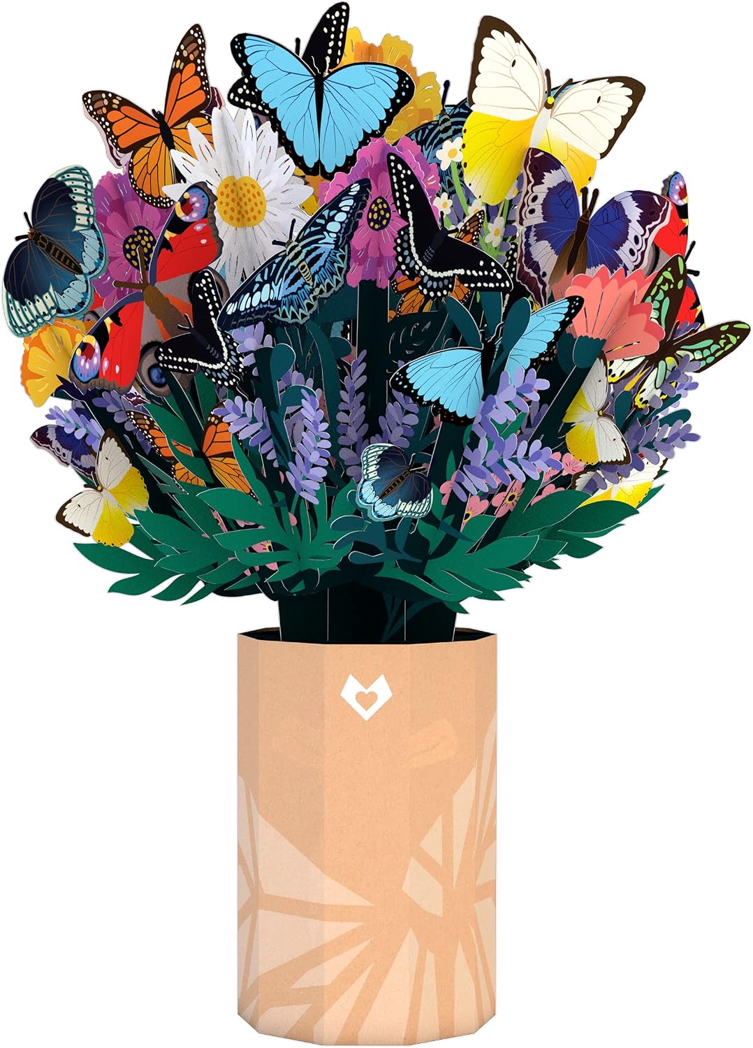 Lovepop Everyday Pop-Up Card for Her and Him - 3D Pop-Up Bouquet Greeting Cards for Men, Women - Butterfly - 10.25" x 7.5" Floral Bouquet - Blank Note Card & Envelope Included