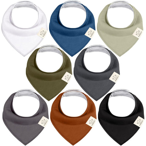 KeaBabies 8pk Organic Baby Bandana Bibs for Drooling and Teething (Basics)