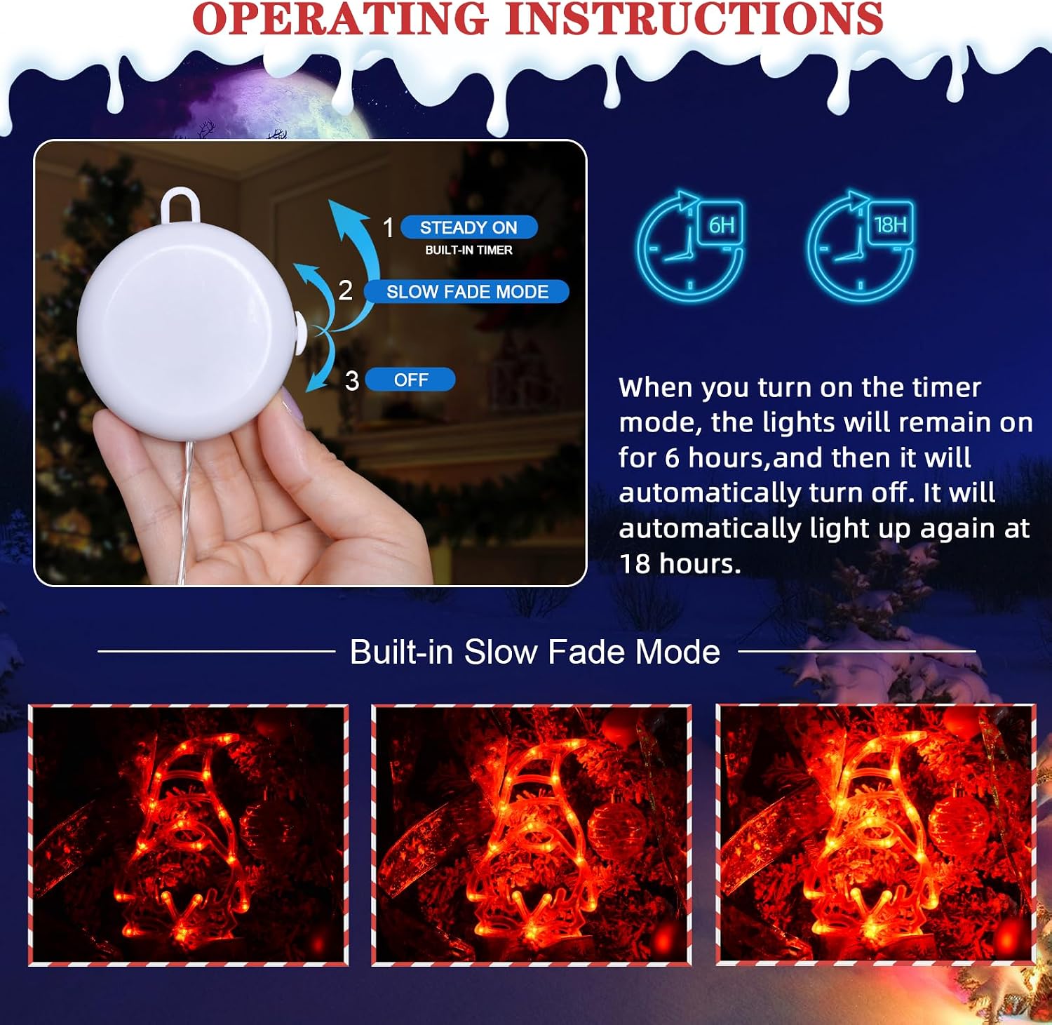 LOLStar 3 Pack Red White and Green GnomesChristmas Window Lights,Suction Cups 2025 Upgrade Timer Function and Slowly Fade Mode Battery Operated Indoor Decors Christmas Decorations