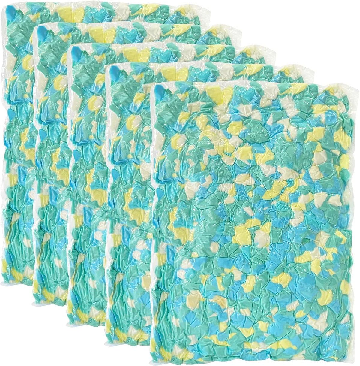 Bean Bag Filler, 25lbs Shredded Memory Foam Stuffing, Filling & Refill for Bean Bag Chairs, Couch Cushions, Punching Bags, Pillows, Sofas, Dog Beds, Multi Color & Shape(Pack of 5)