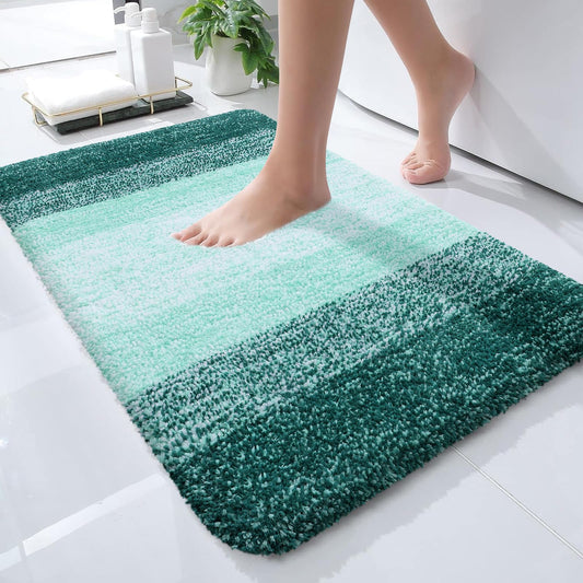 OLANLY Bathroom Rug Mat 30x20, Extra Soft and Absorbent Microfiber Bath Rugs, Non-Slip Plush Shaggy Bath Carpet, Machine Wash Dry, Bath Mats for Bathroom Floor, Tub and Shower, Blackish Green