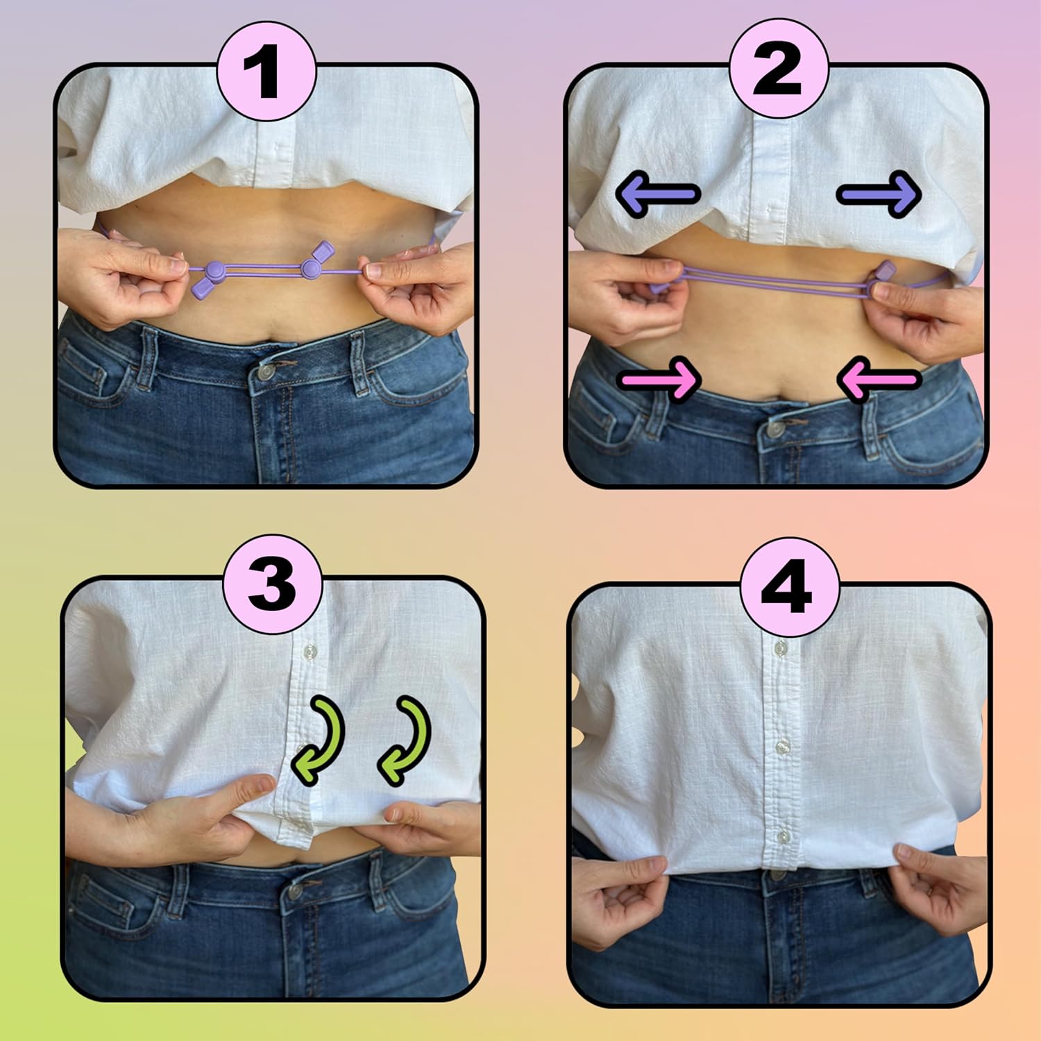 Croptuck Original Adjustable Crop Tuck Waist Band Tool for Tucking Shirt and Sweater Top Size
