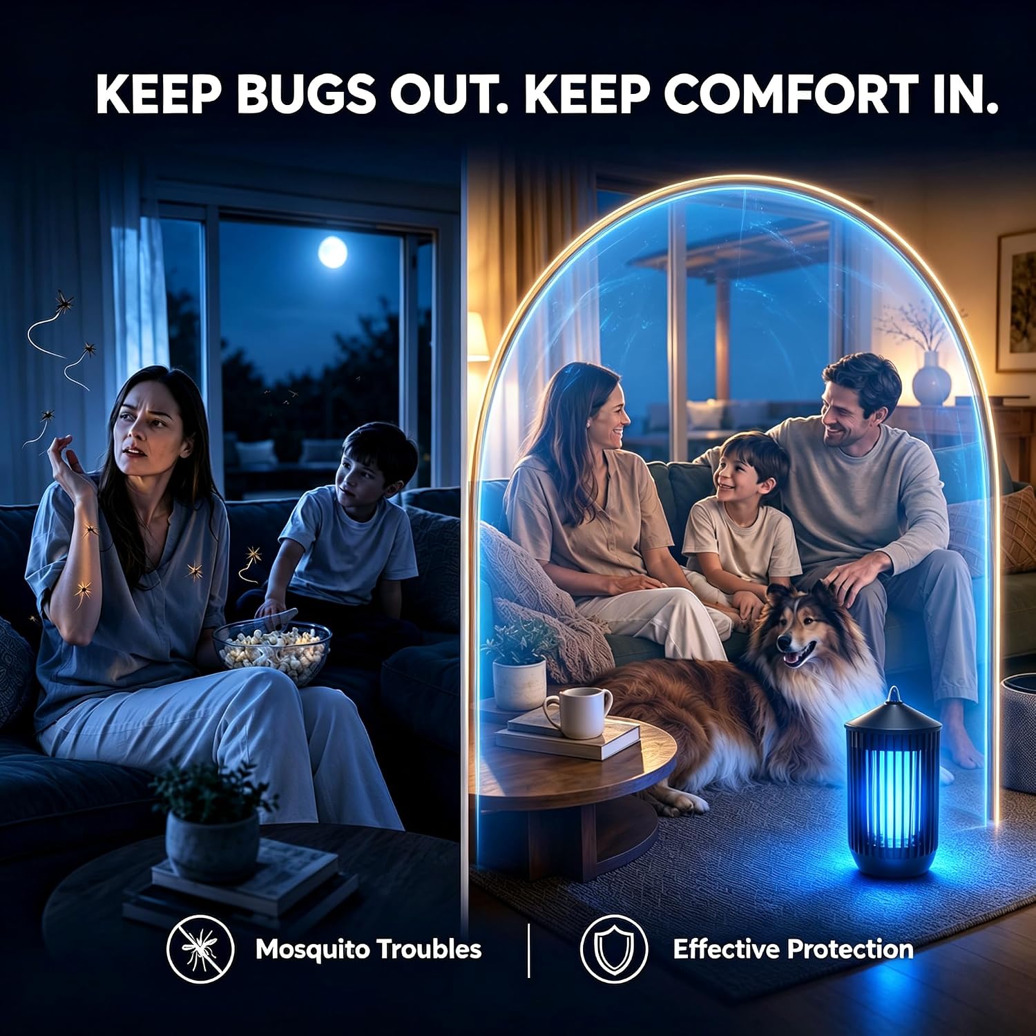 Bug Zapper Outdoor Indoor, Mosquito Zapper, Electric Fly Traps IPX4 Waterproof 20W Lamp Fly Insects Traps for Patio, Garage, Backyard, Porch