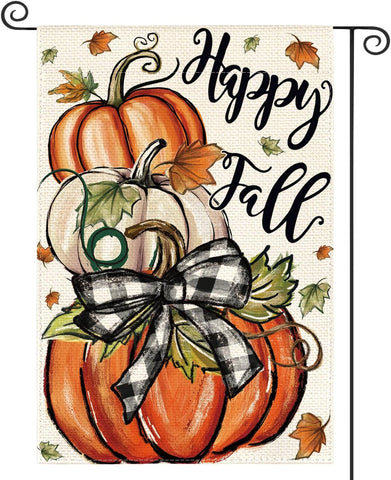 AVOIN colorlife Happy Fall Garden Flag 12x18 Inch Double Sided Outside
