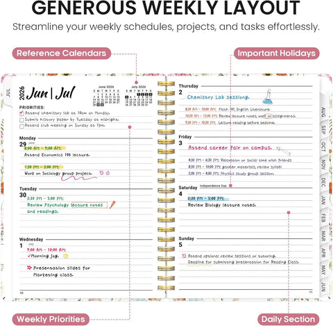 Taja Planner 2026-2027, Jul 2026-Jun 2027 Monthly & Weekly Calendar Planner