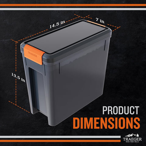 Traeger Grills BAC637 Stay Dry Pellet Storage Bin, 22lb, Locking Lid