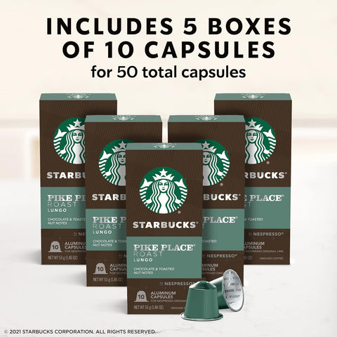 Starbucks by Nespresso Original, Pike Place Coffee, 50-count