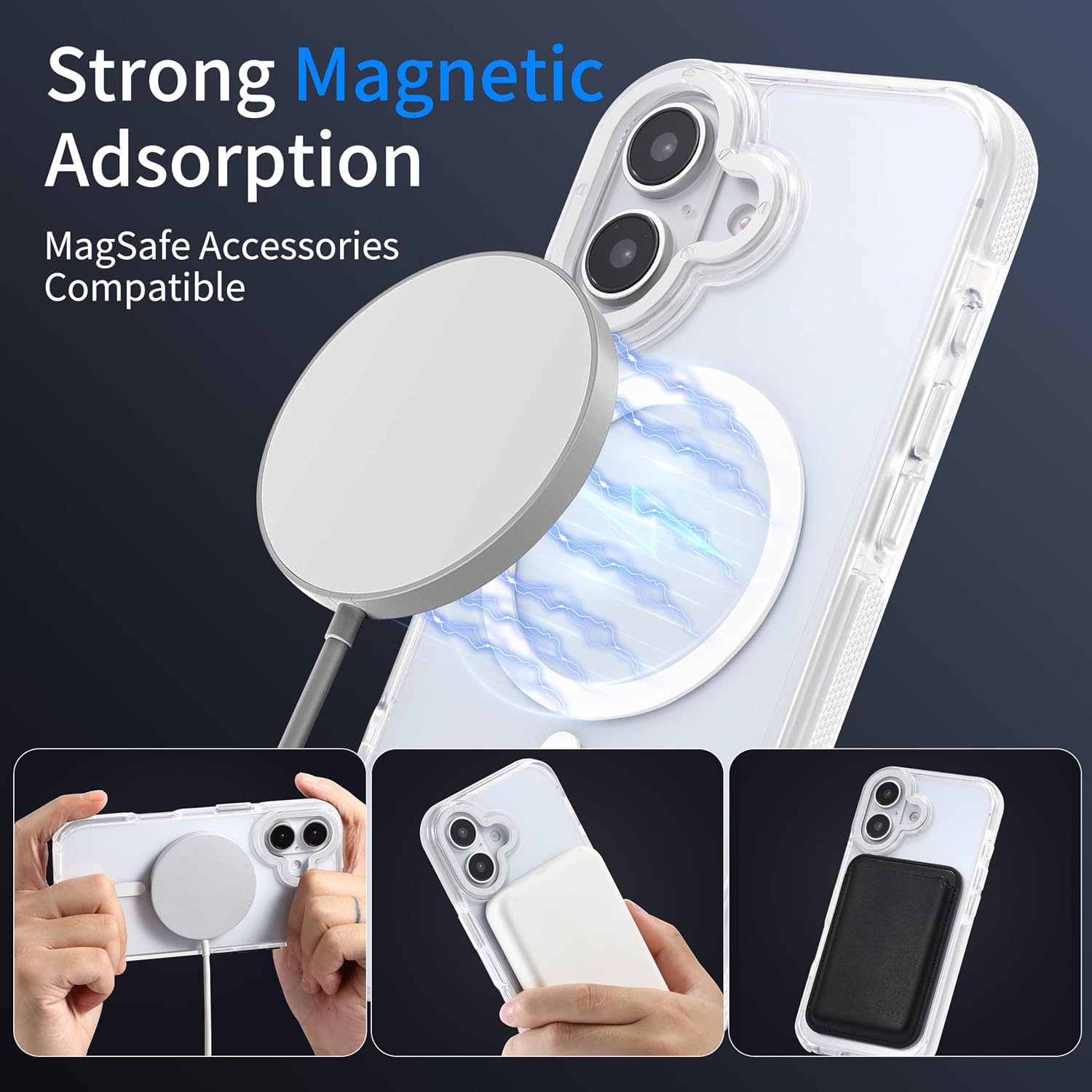 Strong Magnetic for iPhone 16 Case ，Anti-Yellowing，Clear White